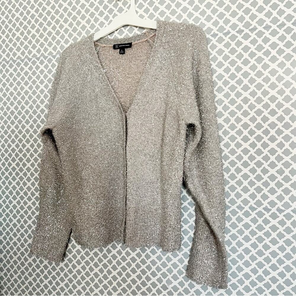 Sparkle Eyelash Cardigan INC International Concepts Metallic Silver, Size XL - Picture 4 of 8